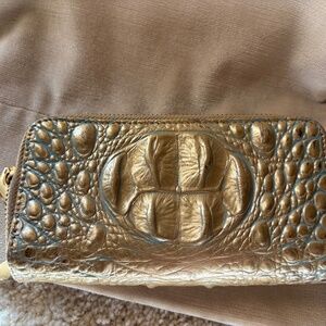 Brahmin Champagne gold wallet  double zip